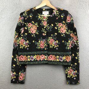Ambria Womens Size 10 Quilted Floral Jacket With Button Closure & Long Sleeves